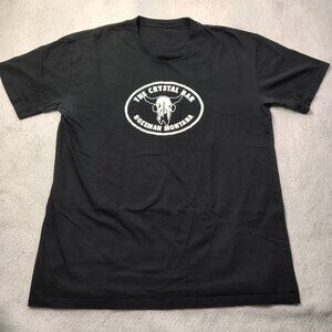 Crystal Bar Bozeman Montana T-Shirt Mens Size XL Black Cow Skull Logo